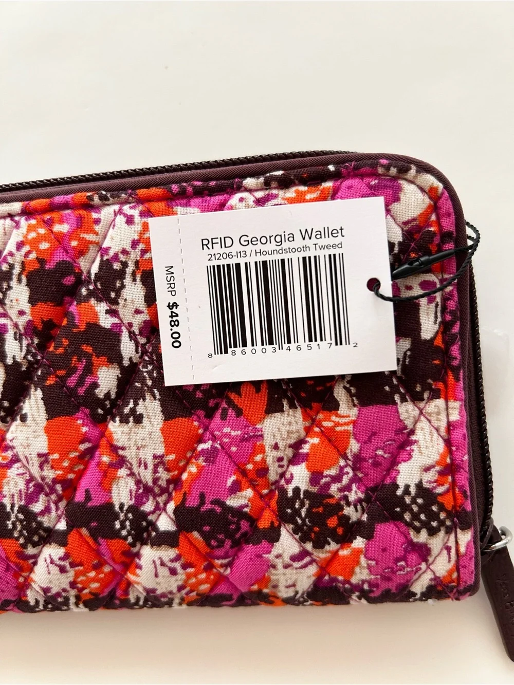 NWT  Vera Bradley Retired Houndstooth Quilted Print Georgia RFID Wallet